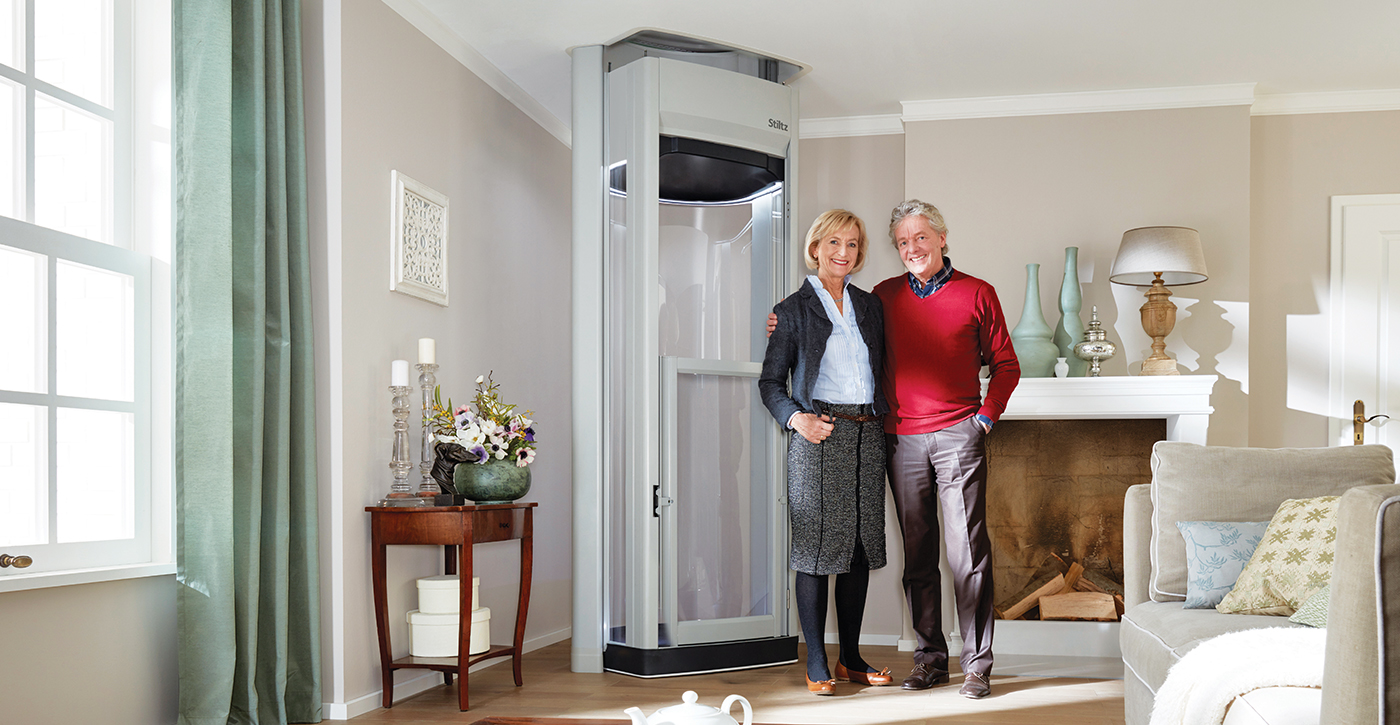 Customers standing with Home lift
